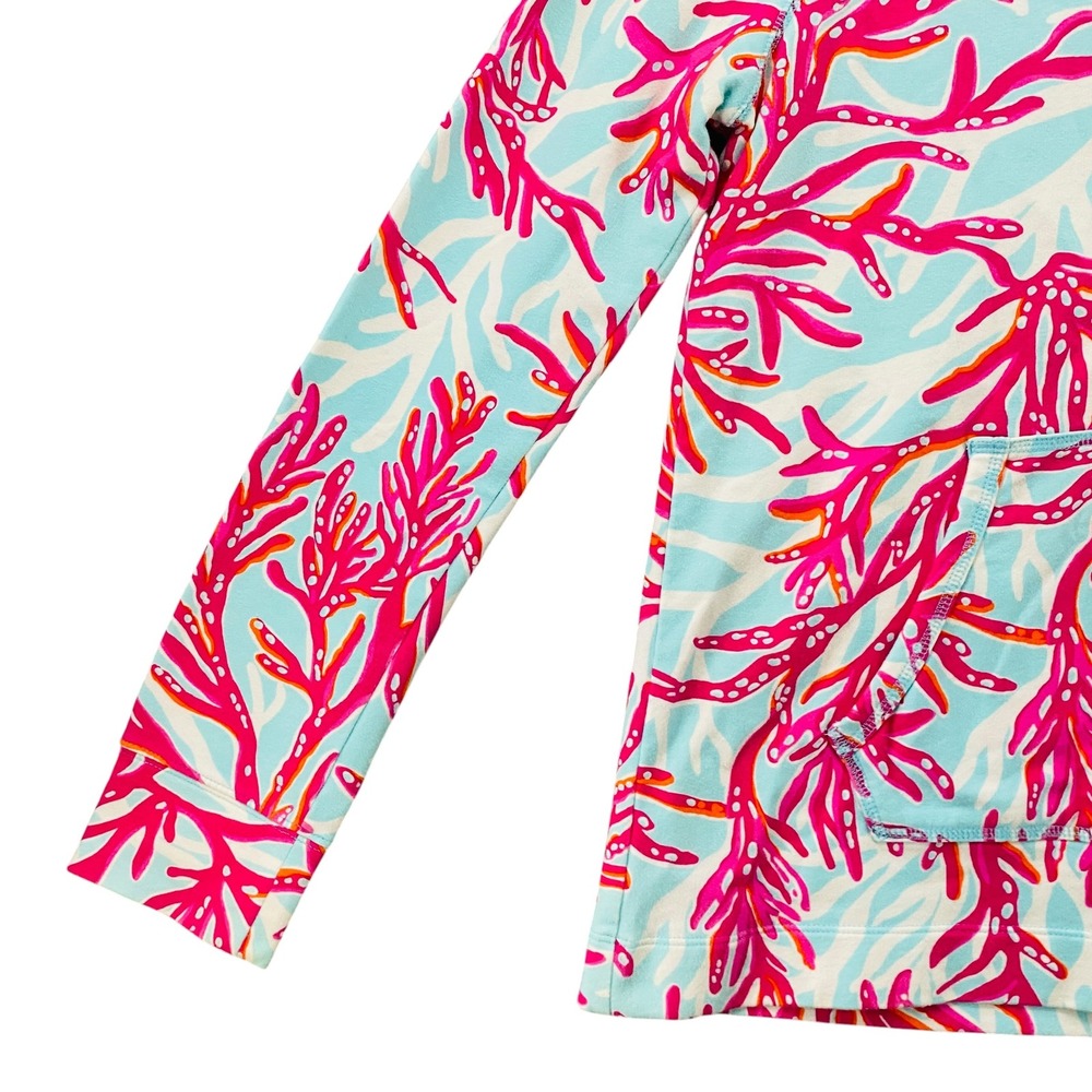 Lilly Pulitzer Skipper Popover Coral Bay Half Zip Sweatshirt Blue Pink Small - Picture 6 of 10